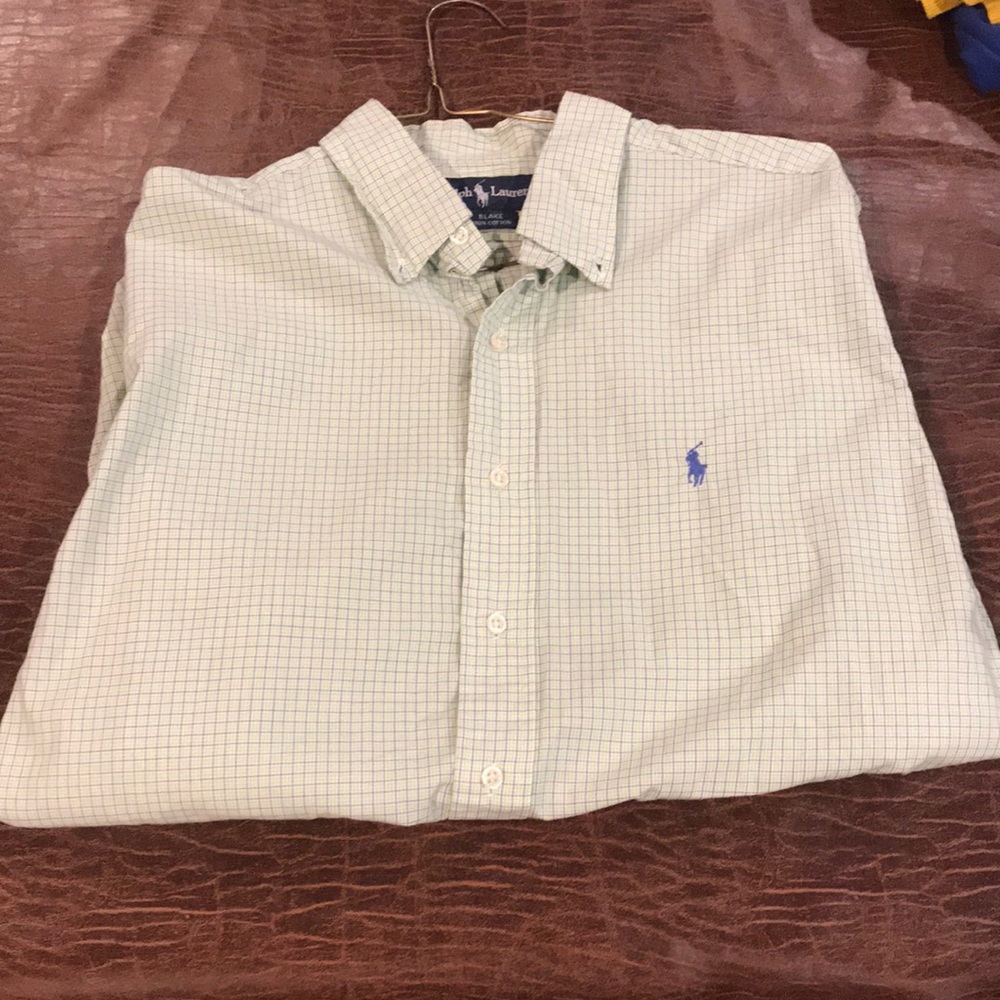 Green and purple button down